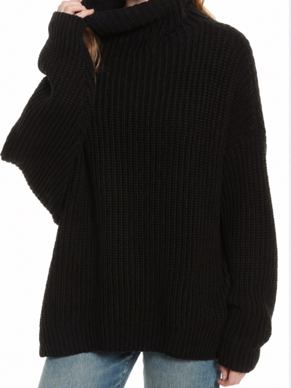 Free People Swim Too Deep Turtle Neck Black Sweater.